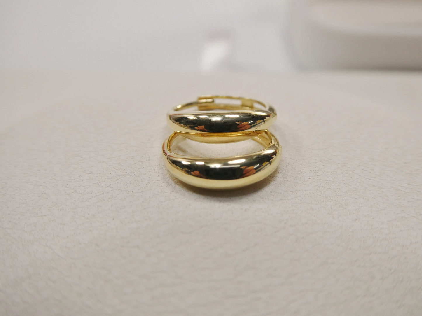 real 10k solid yellow gold designer polish hoop huggie earrings