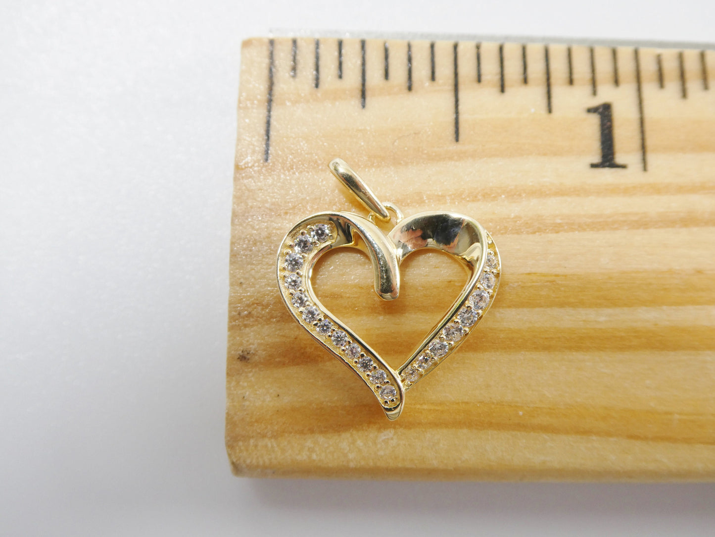 14k real solid yellow gold heart high polish charm pendent