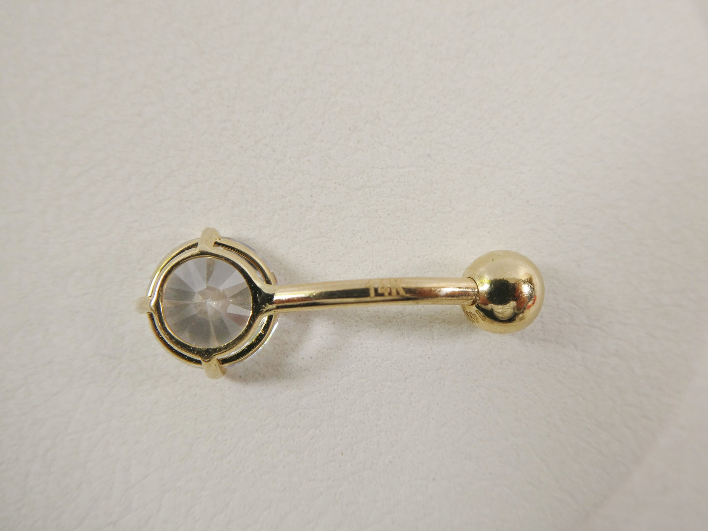 14k real solid yellow gold 8mm stone dangling belly button ring piercing