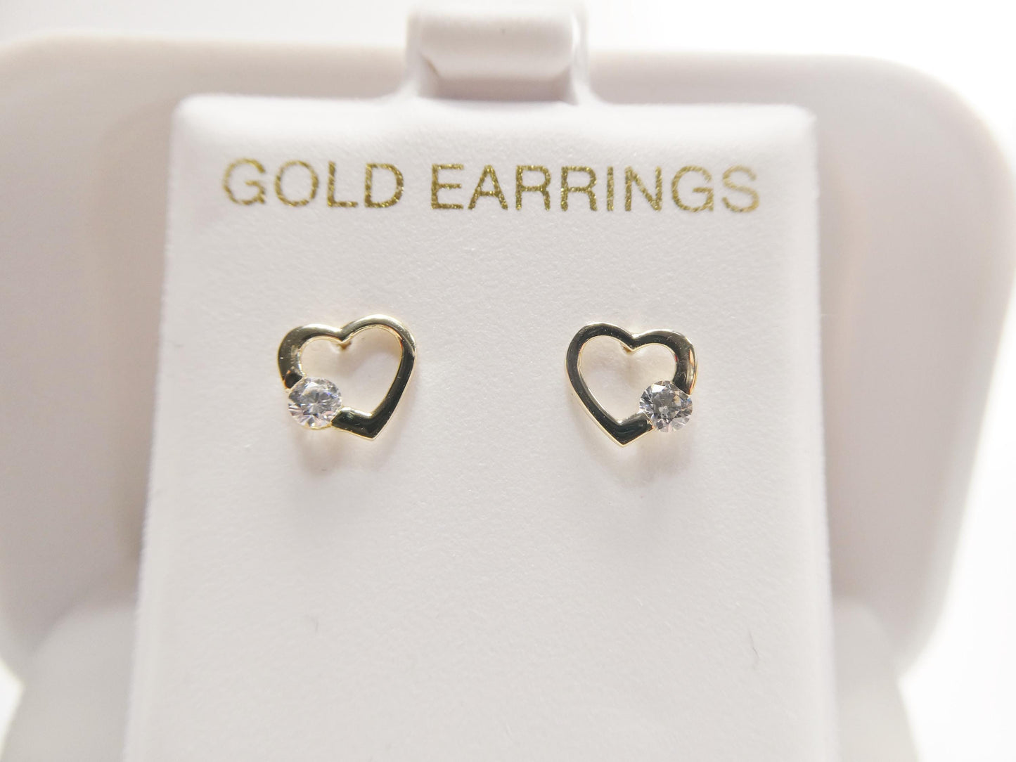 10k real solid gold heart push back earrings