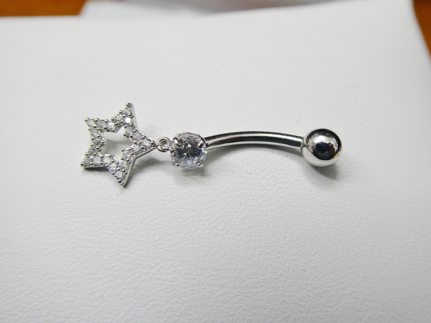 14k real solid yellow gold dangling star belly button ring piercing