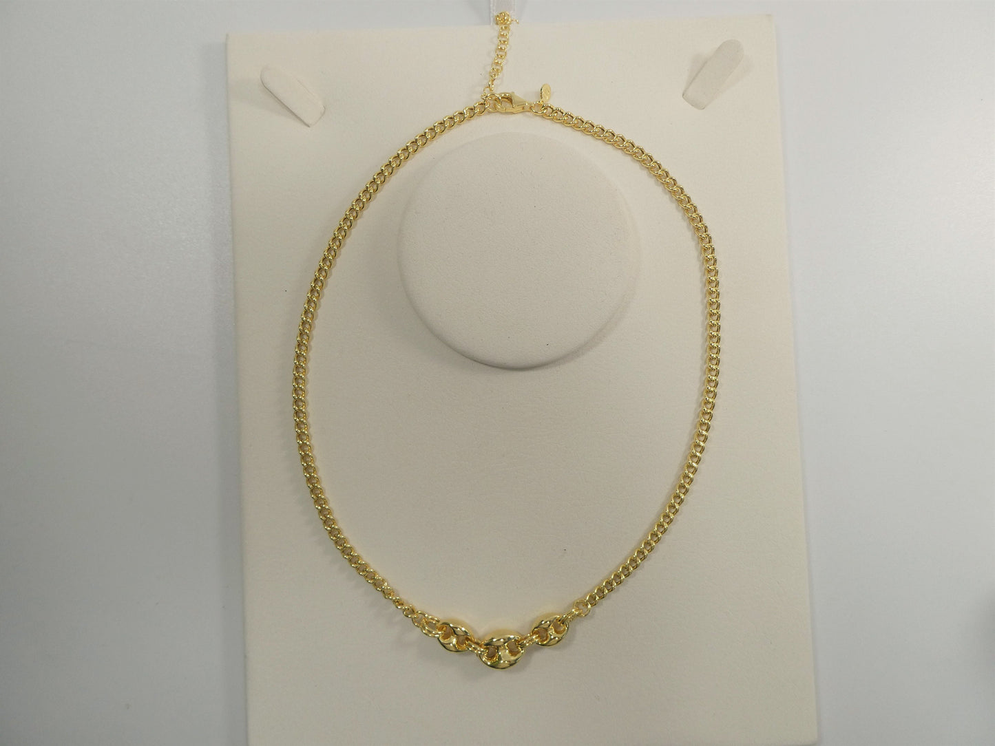 16 inch real 925 sterling silver puffed mariner necklace