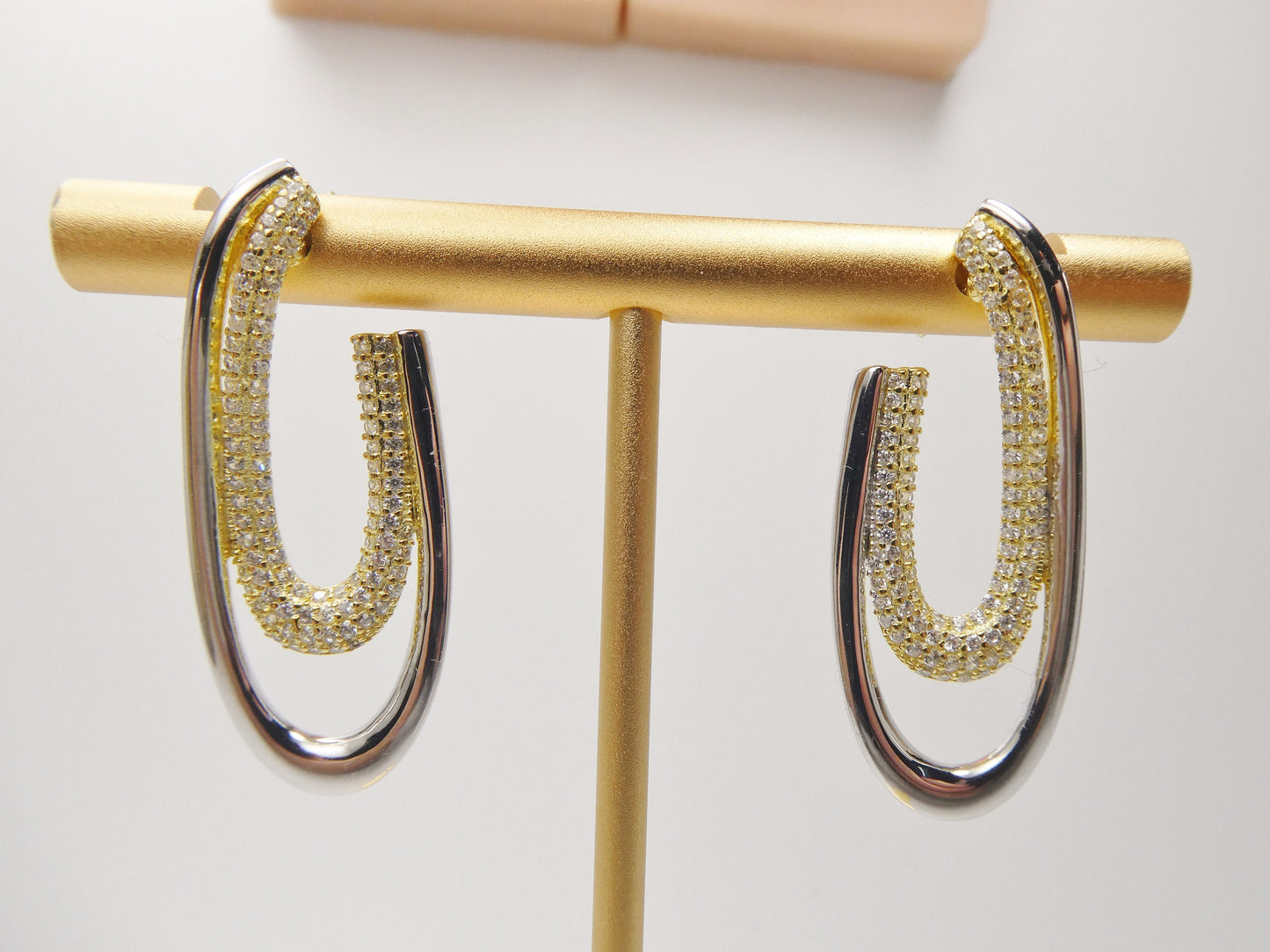 real 925 sterling silver two tone color finish push post earring