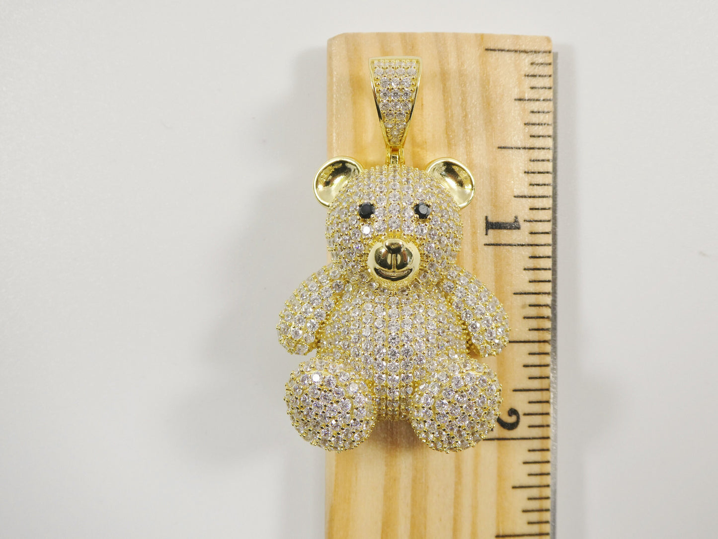 real 925 sterling silver teddy bear pendent and 2mm 20 inch moon cut chain
