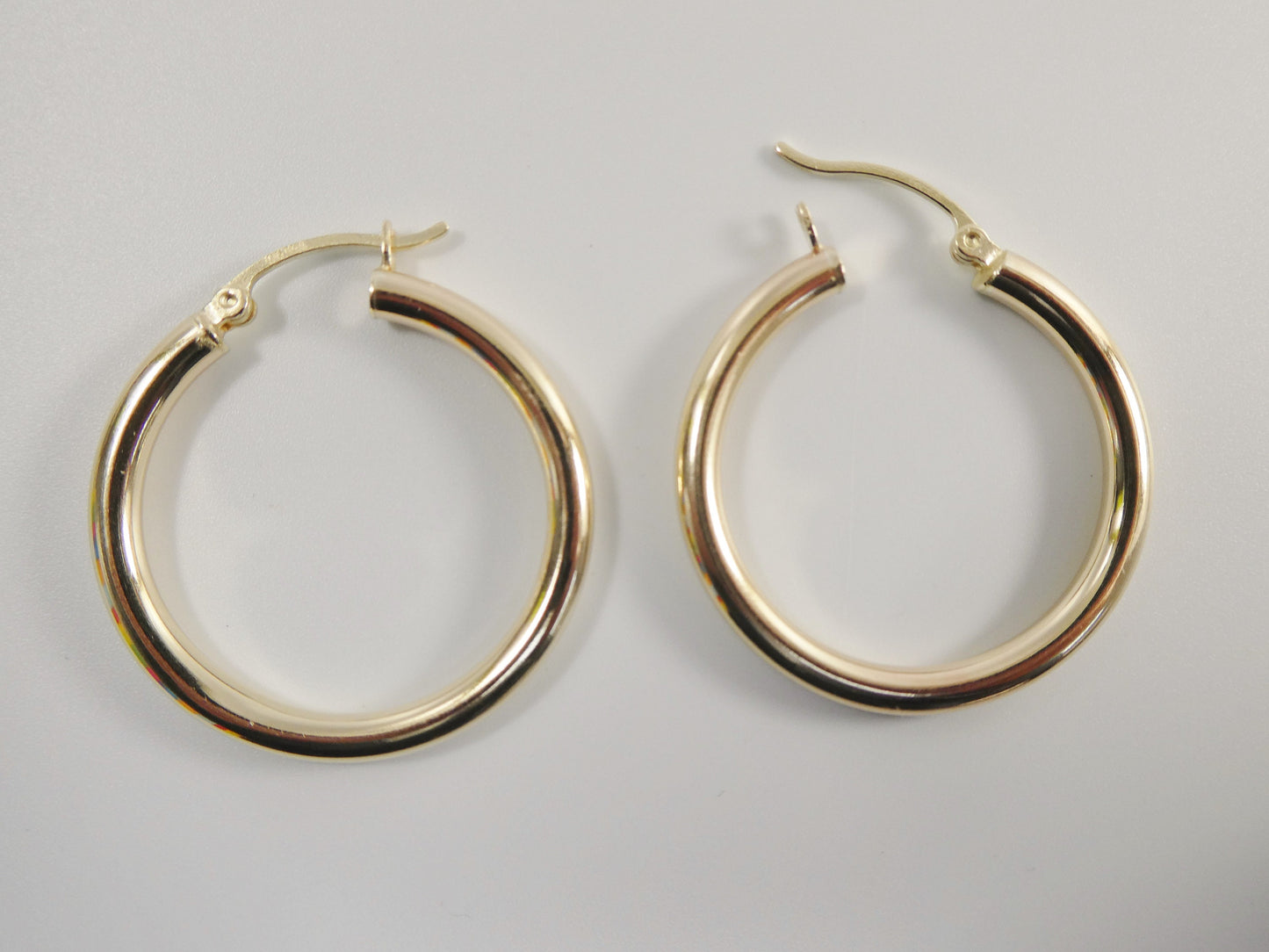 real 10k solid yellow gold plain high polish 30mm hoop huggie earrings