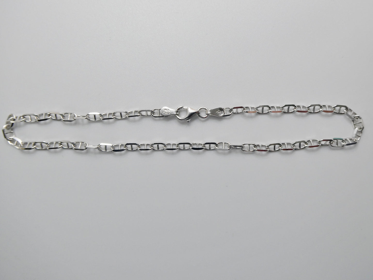 Real 925 sterling silver 10 inch mariner anklet 14k white gold finish