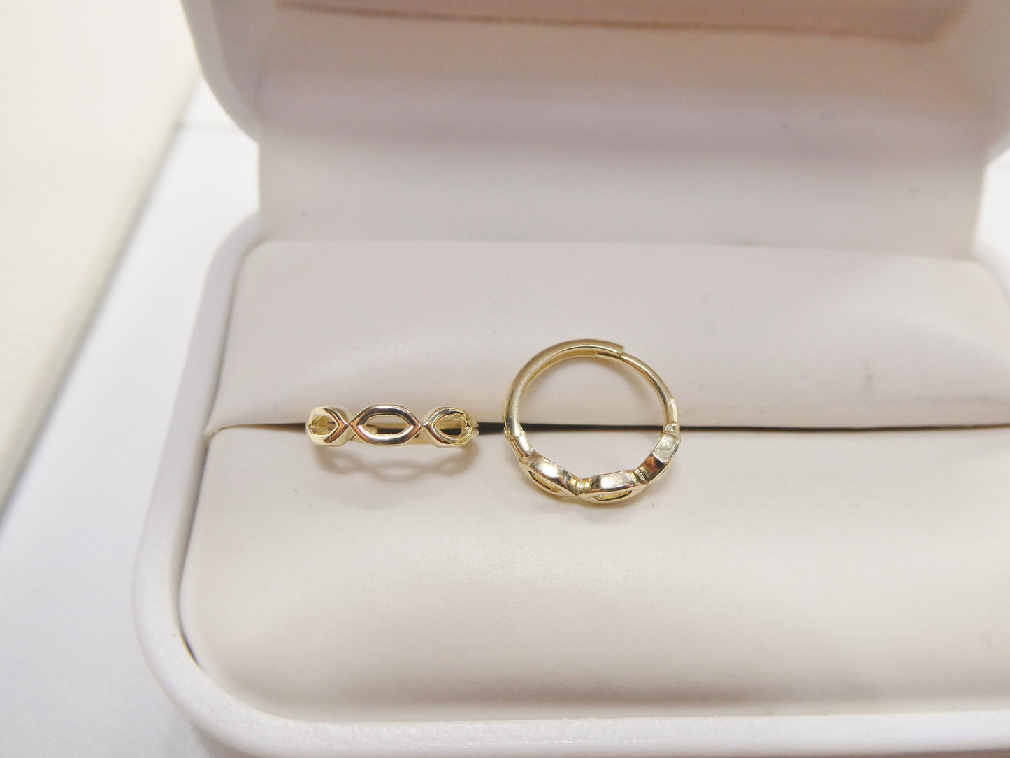 real 10k solid yellow gold designer hoop huggie earrings