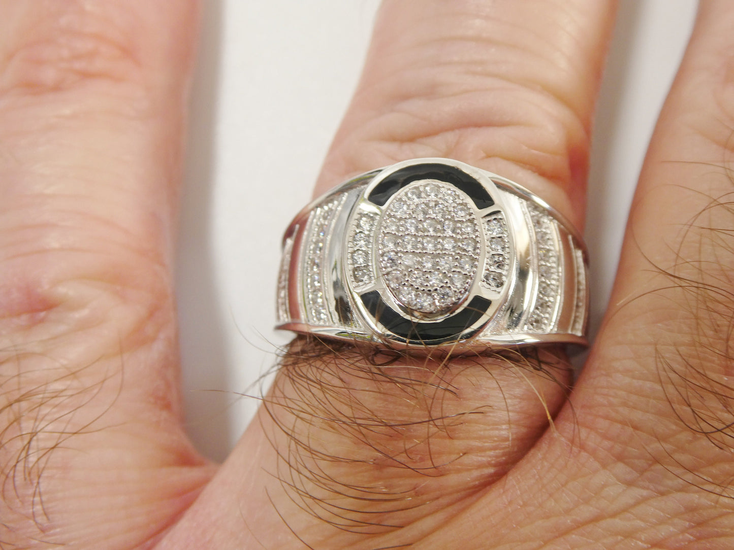 real solid 925 sterling silver men ring rhodium plating finish