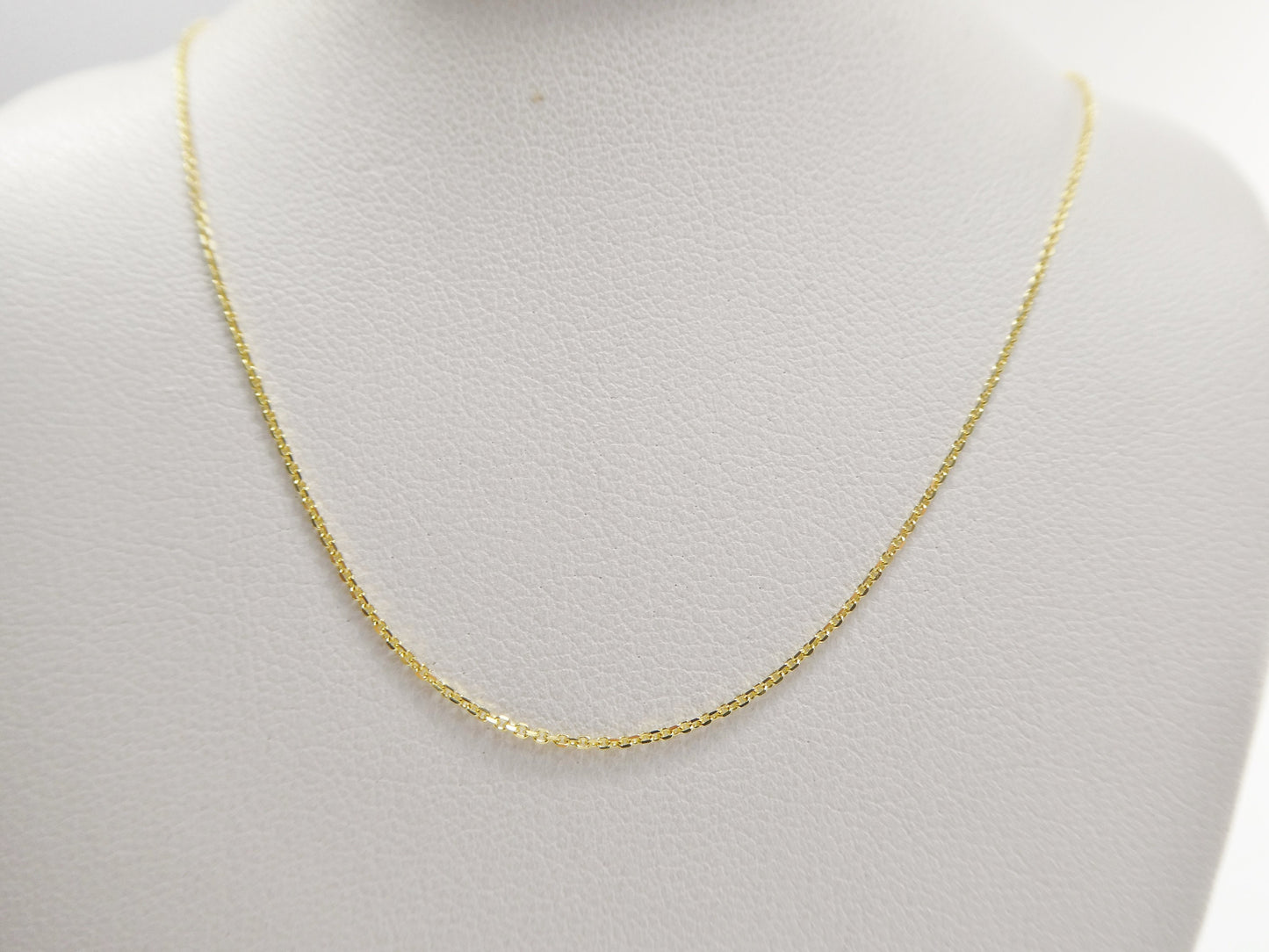14k real solid yellow gold tiny small cable chain necklace