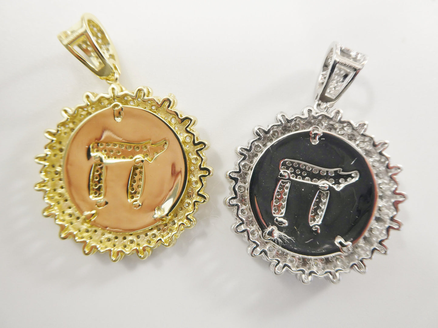 real 925 sterling silver large hebrew hai pendent prong stone charm