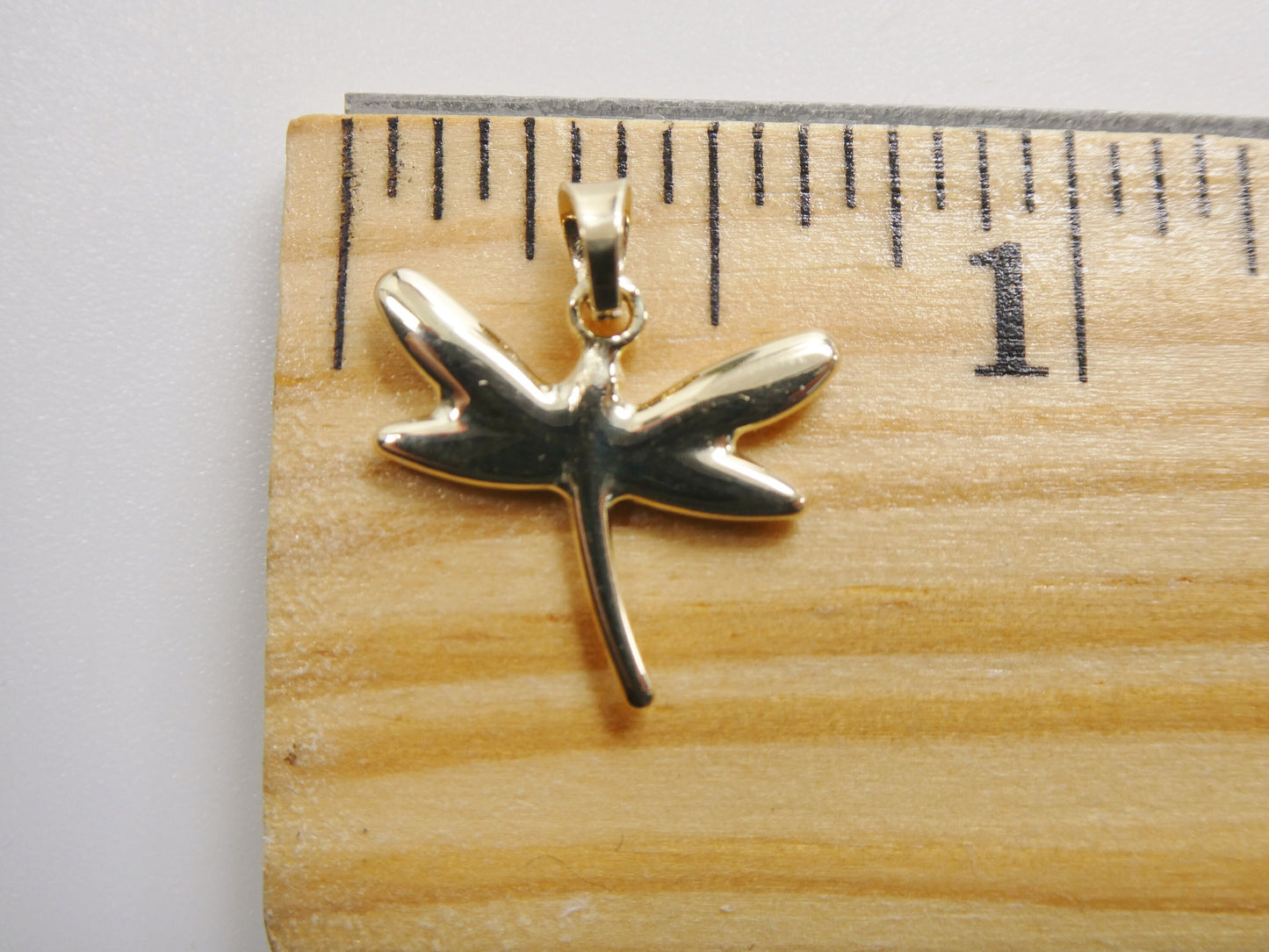 14k real solid yellow gold dragonfly pendent and robe necklace