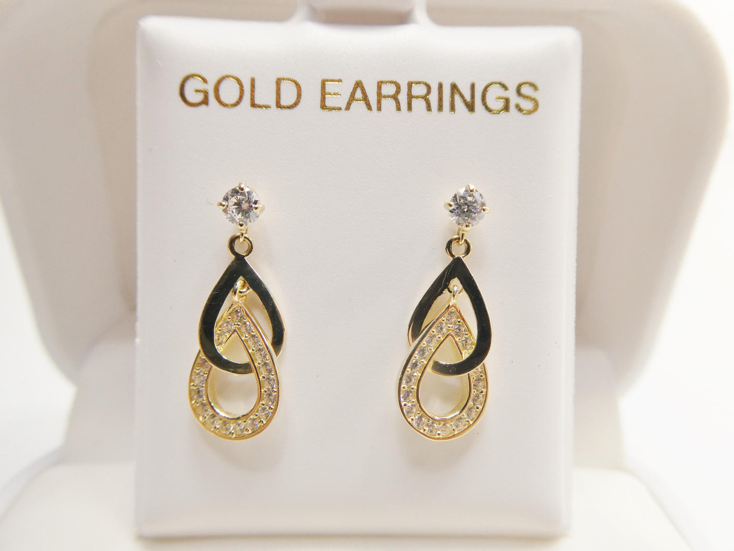 real 10k solid yellow gold design teardrop push post earrings
