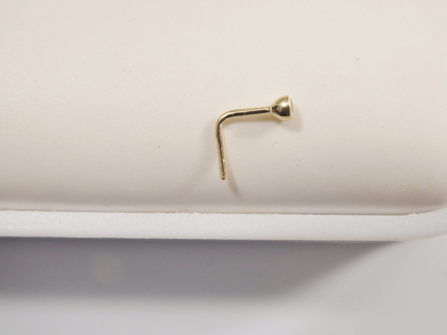 14k real solid yellow gold L SHAPE stud nose ring