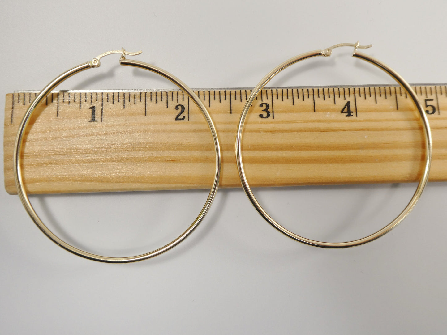 real 10k solid yellow gold plain high polish 60mm hoop earrings