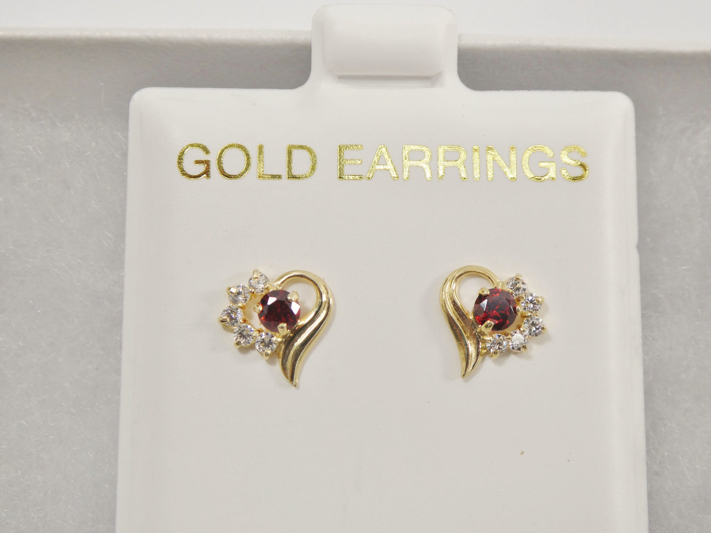 10k real solid yellow gold screw back children birth stone earring heart shape