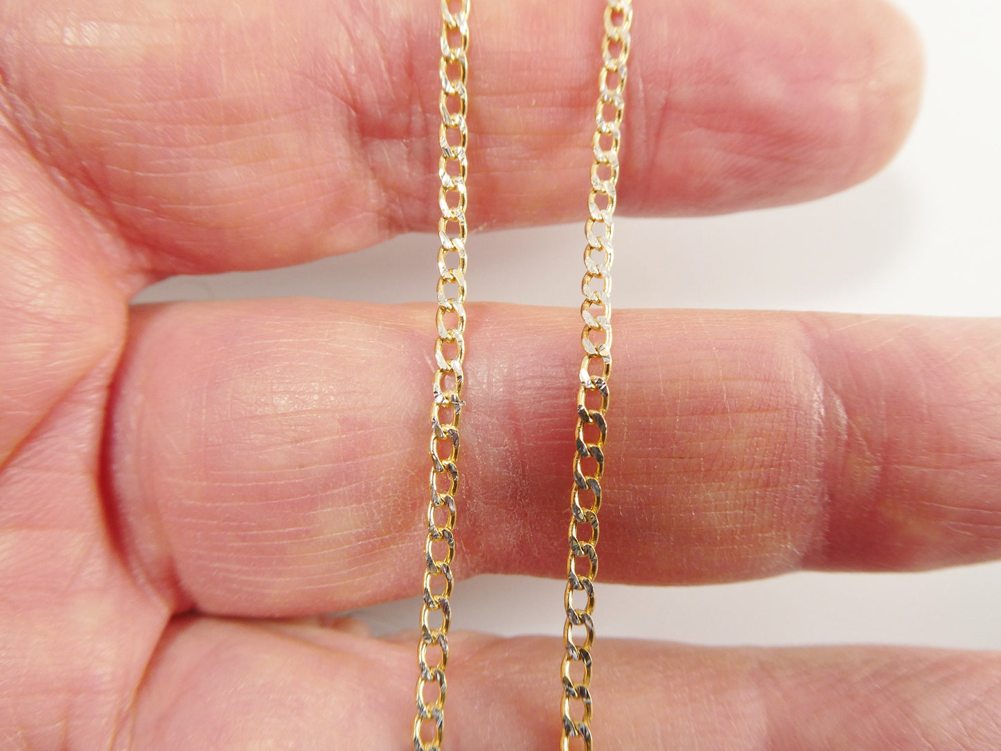 real 10k solid yellow gold two tone curb chain
