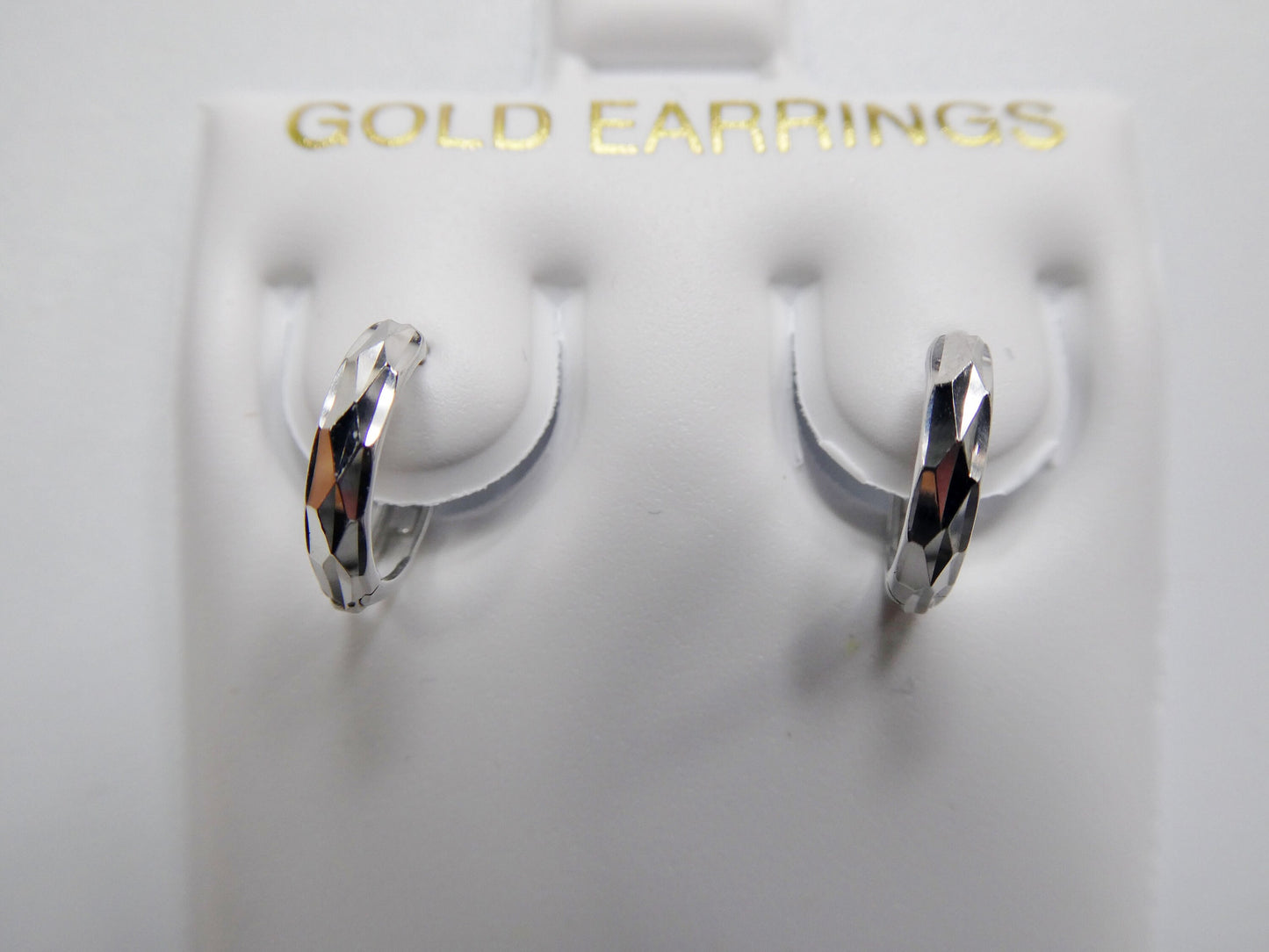 real 10k solid yellow gold diamond cut 10mm hoop huggie earring