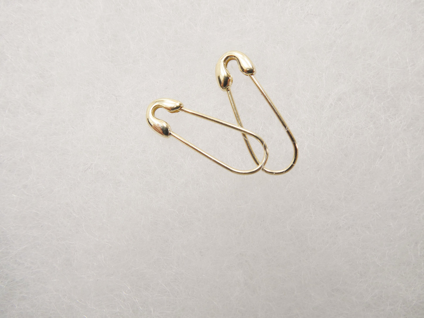 real 10k solid yellow gold safety pin dangle drop earrings