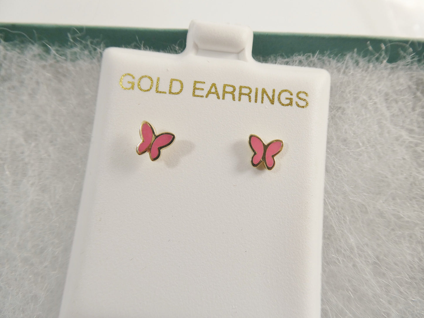 10k real solid gold kids enamel butterfly screw post earrings