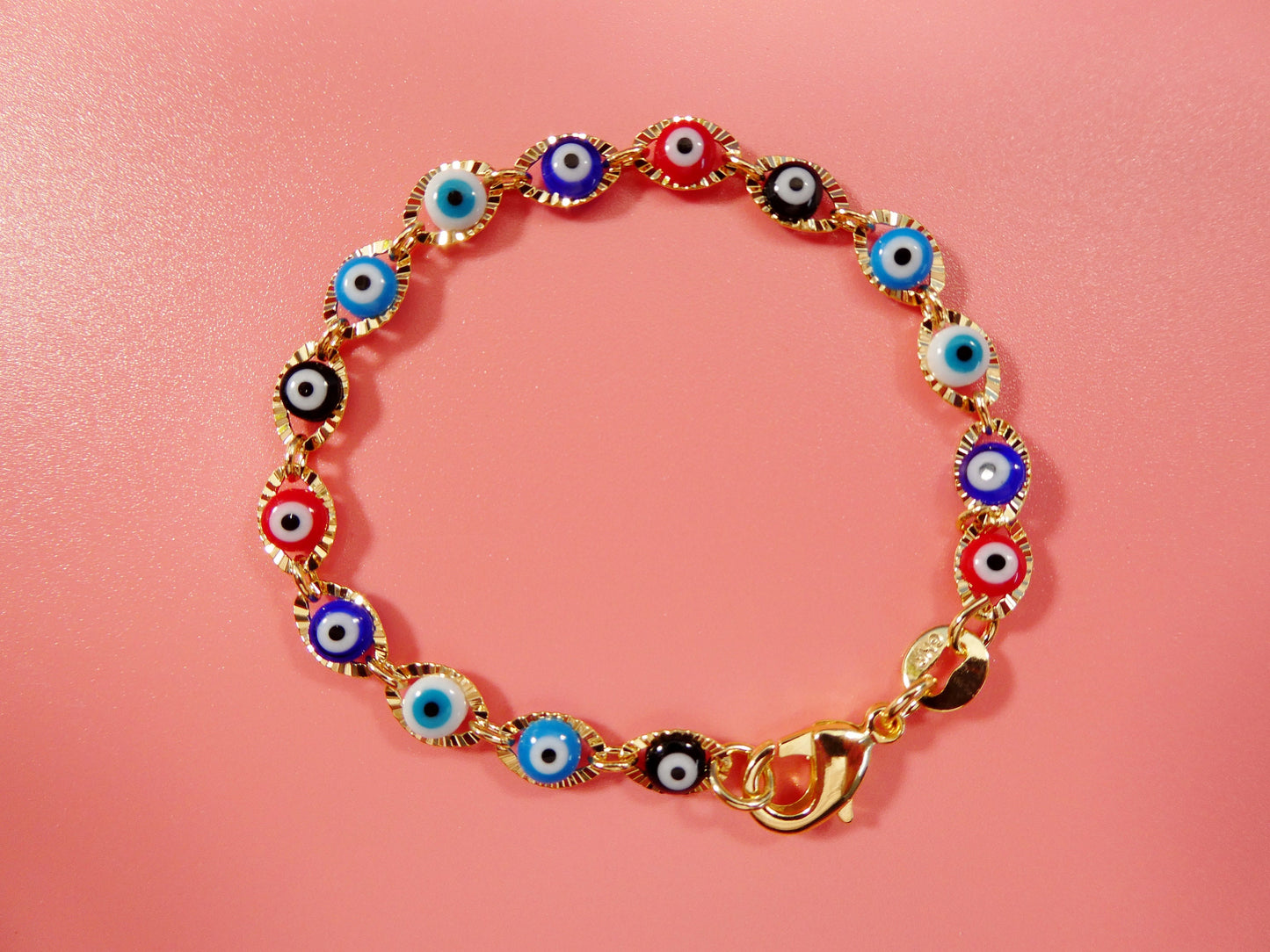 5.5 inch 18k gold filled multi color EVIL EYE baby bracelet