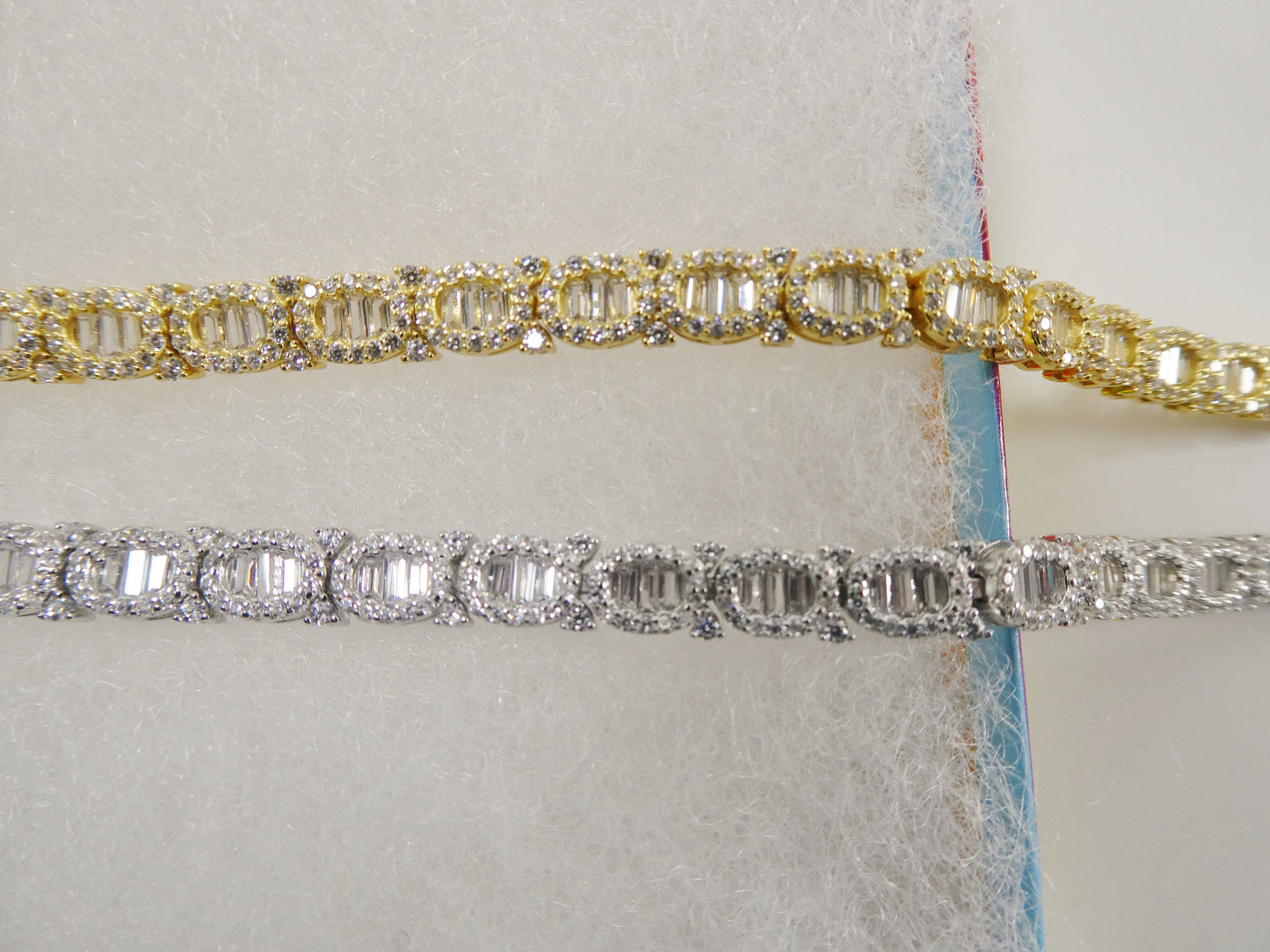 7 inch tennis style real 925 sterling silver 14k gold color finish bracelet