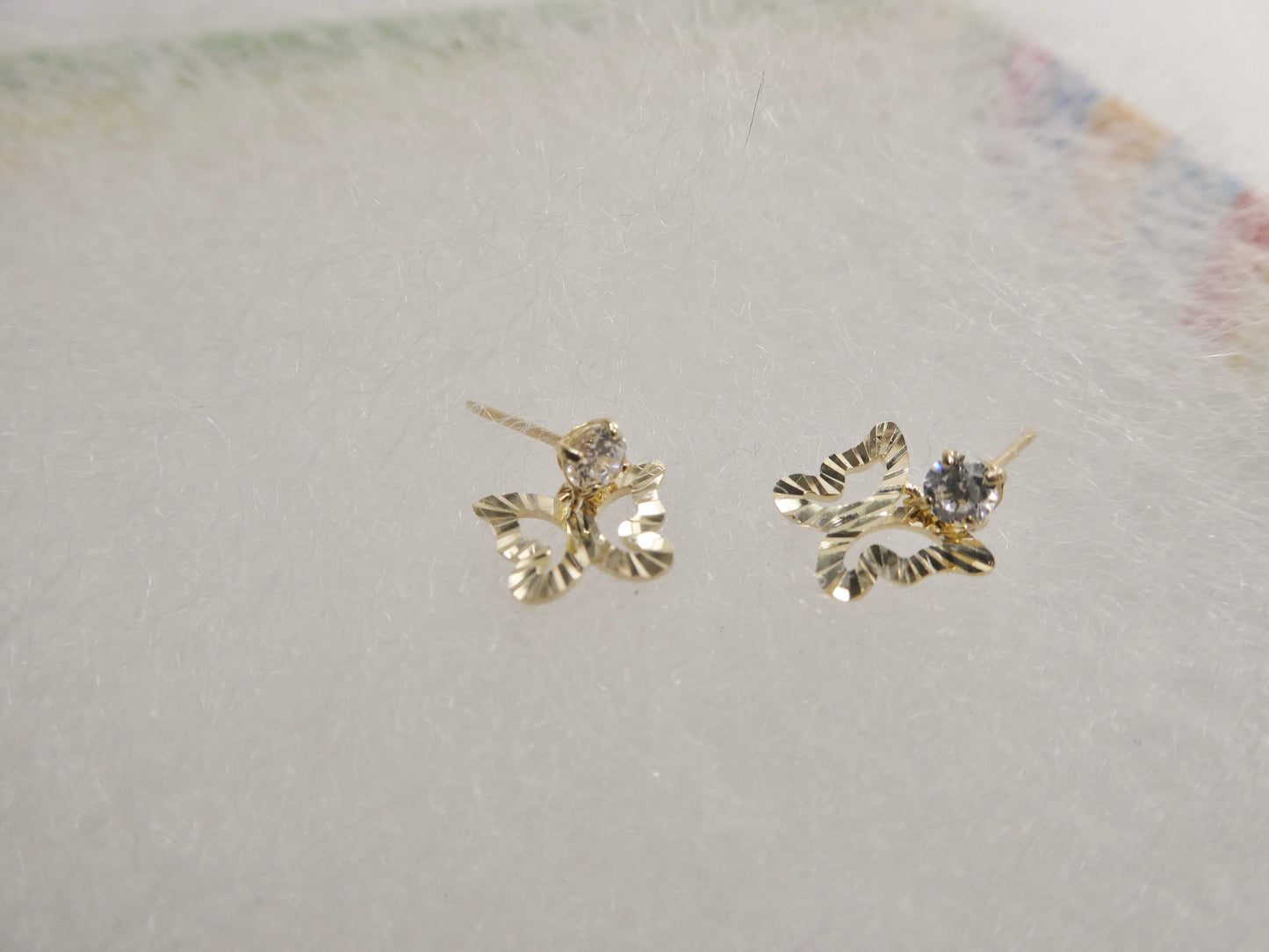 real 10k solid yellow gold design butterfly dangling push post earrings