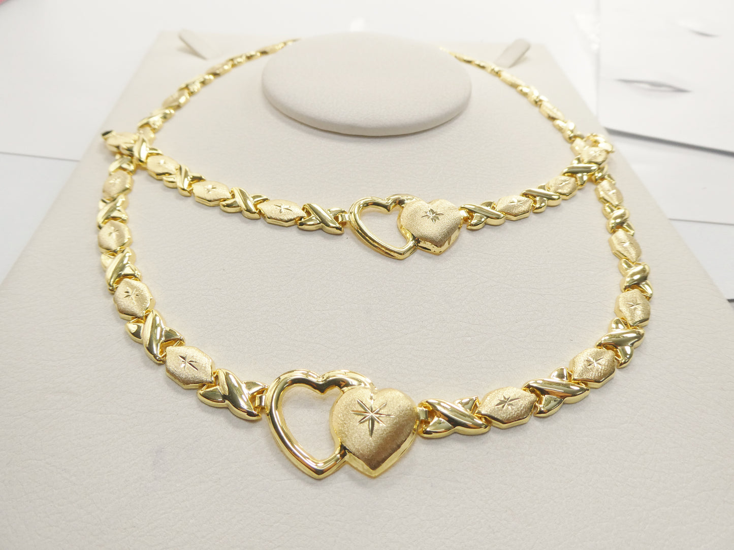 REAL 925 STERLING SILVER HUGS AND KISSES SET NECKLACE AND BRACELET