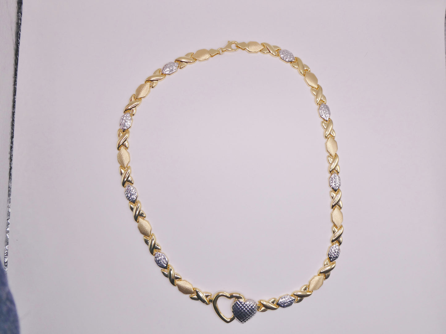REAL 925 STERLING SILVER HUGS AND KISSES SET NECKLACE AND BRACELET