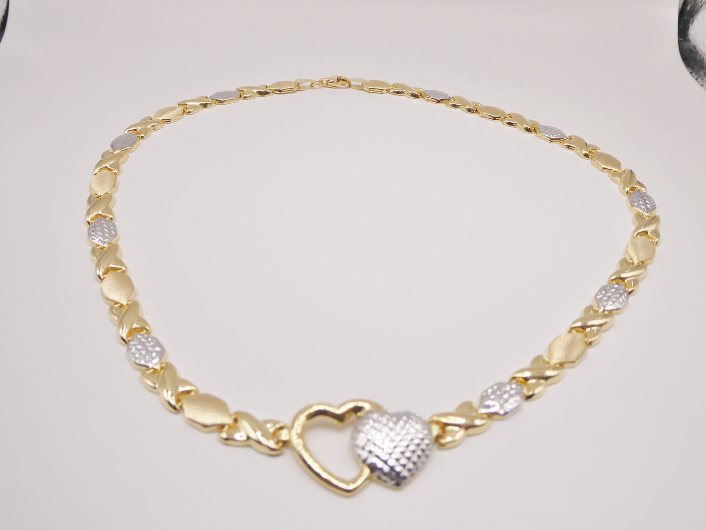 REAL 925 STERLING SILVER HUGS AND KISSES SET NECKLACE AND BRACELET