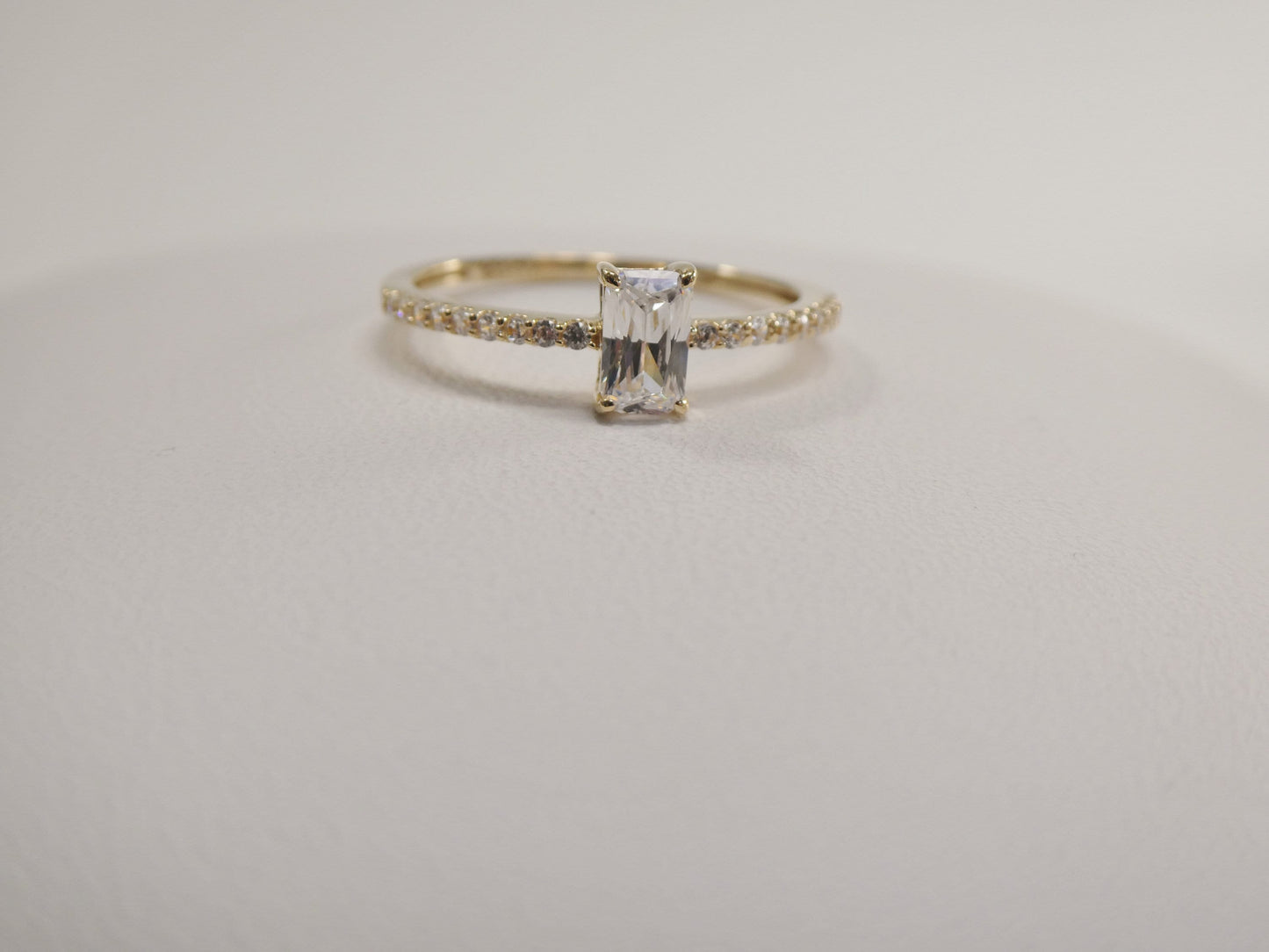 real 14k solid yellow gold women's classic micro pave setting pinky ring