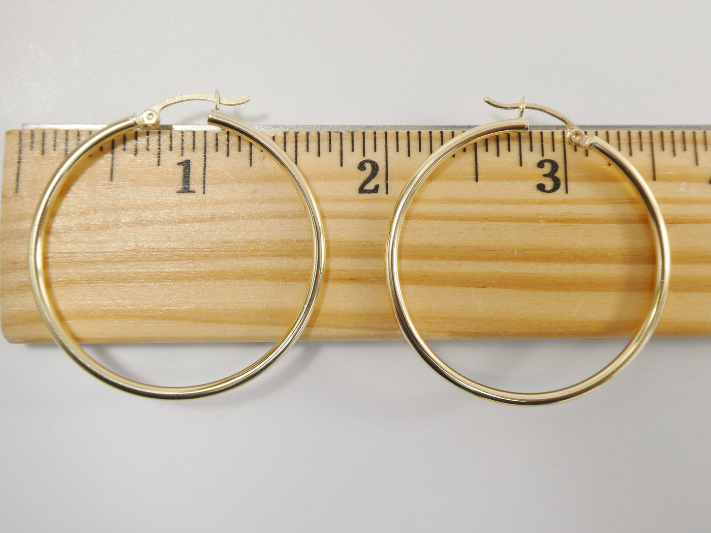 real 10k solid yellow gold plain high polish 40mm hoop earrings
