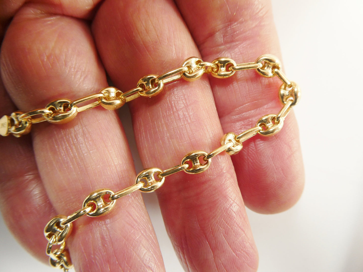 Real 925 sterling silver puff mariner bracelet / anklet