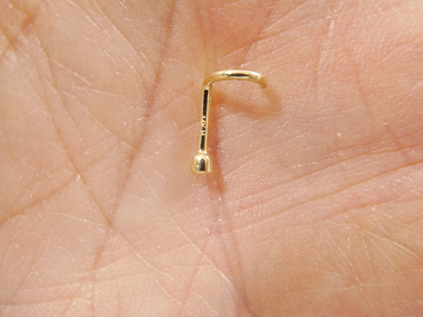 14k real solid yellow gold real diamond stone twist nose ring