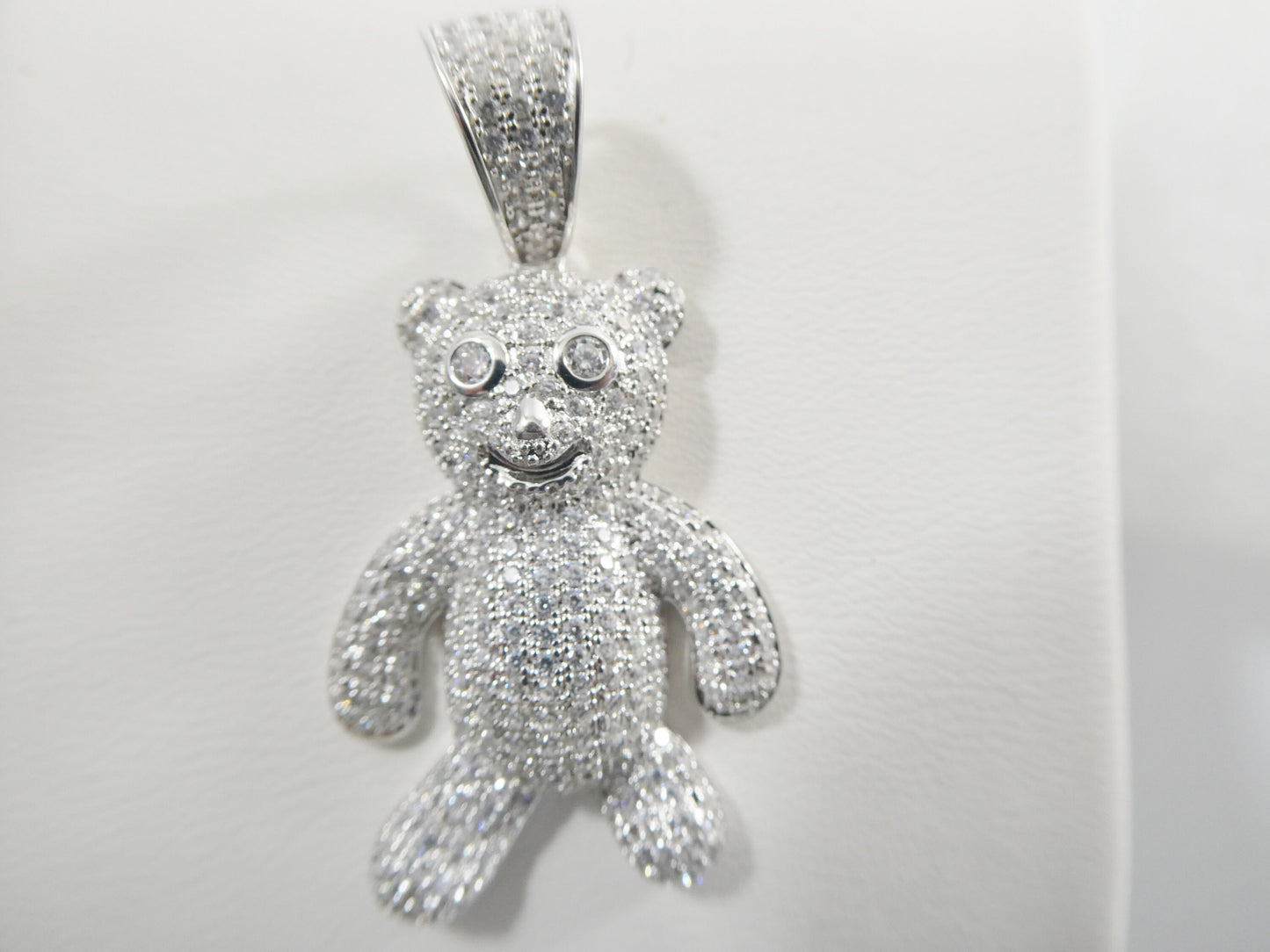 real 925 sterling silver teddy bear pendent and 2mm 18 inch moon cut chain