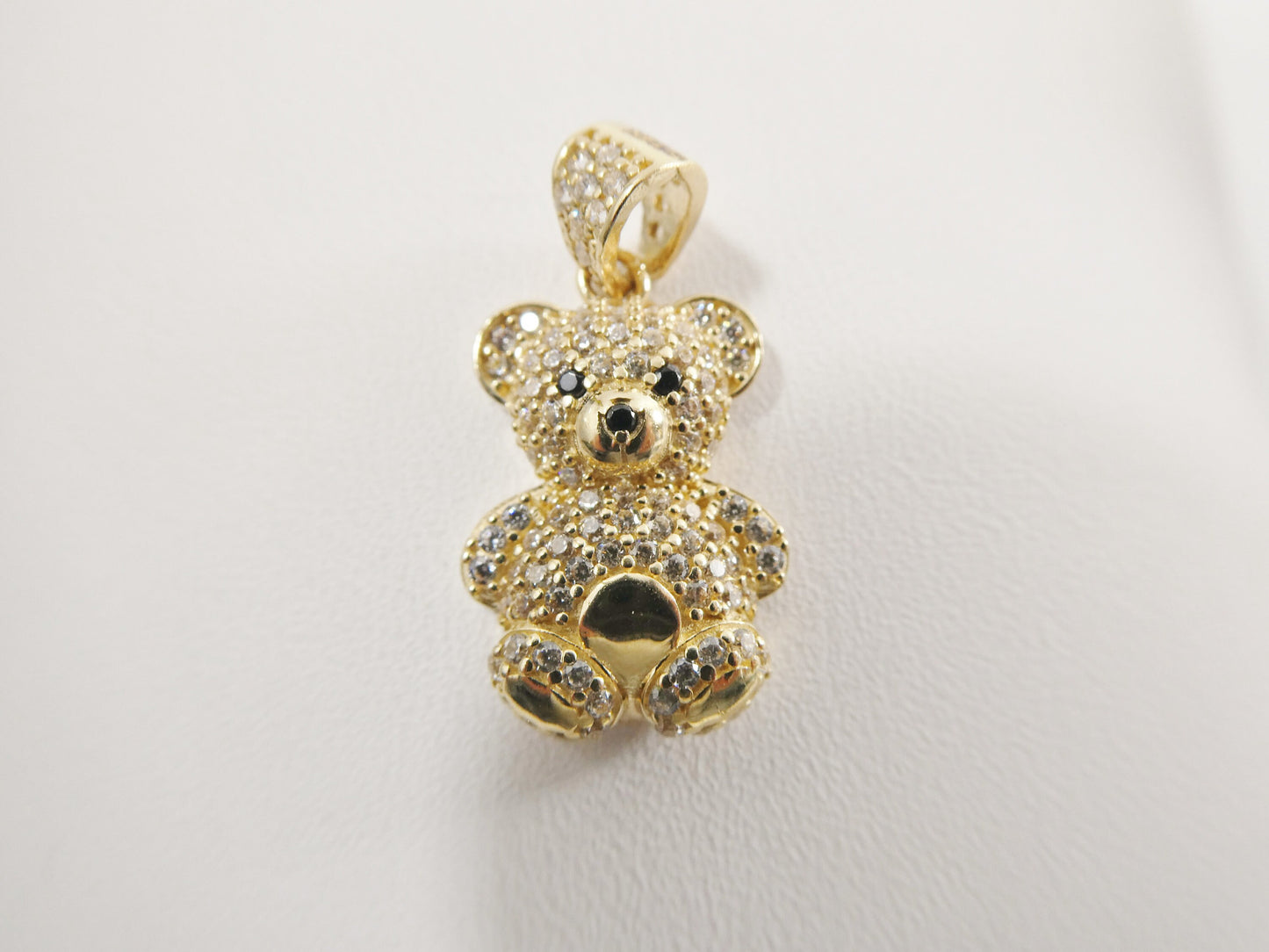 14k real solid yellow gold small teddy bear charm pendent