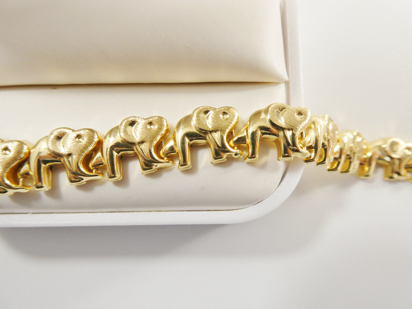 real 925 sterling silver all yellow tone elephant set necklace and bracelet