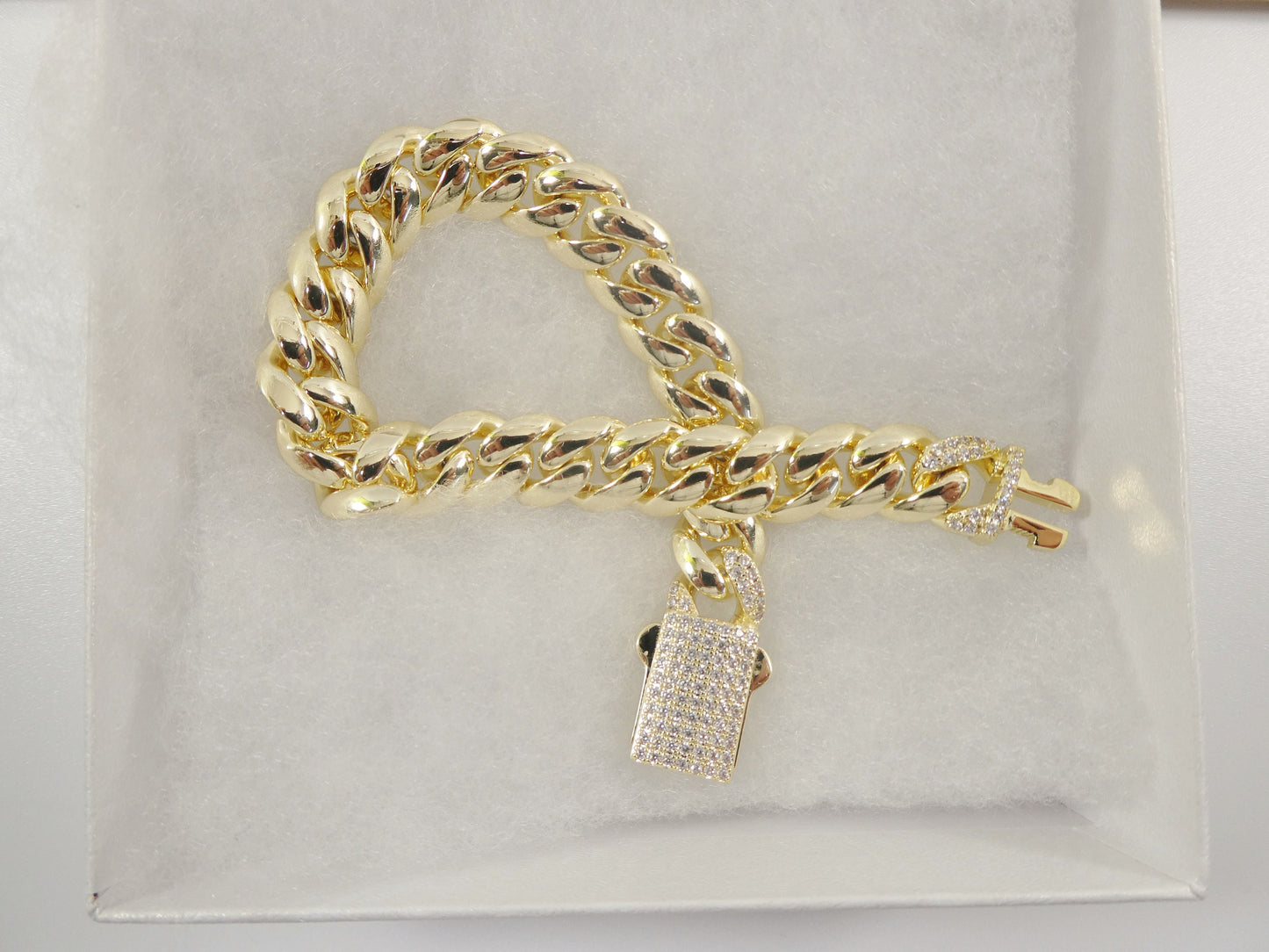 18k gold filled Monaco 10mm bracelet 7" 8" length
