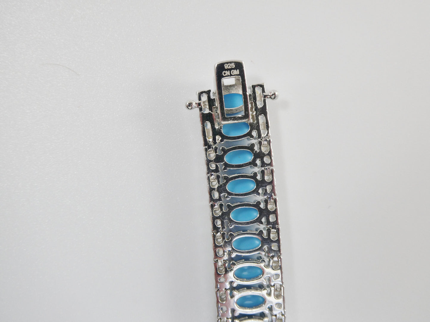 7/ 7.5 inch real 925 sterling silver turquoise tennis bracelet