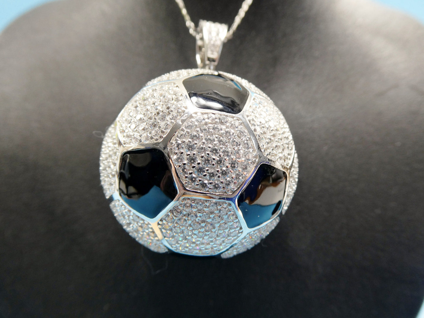 real solid 925 sterling silver heavy large soccer ball pendent