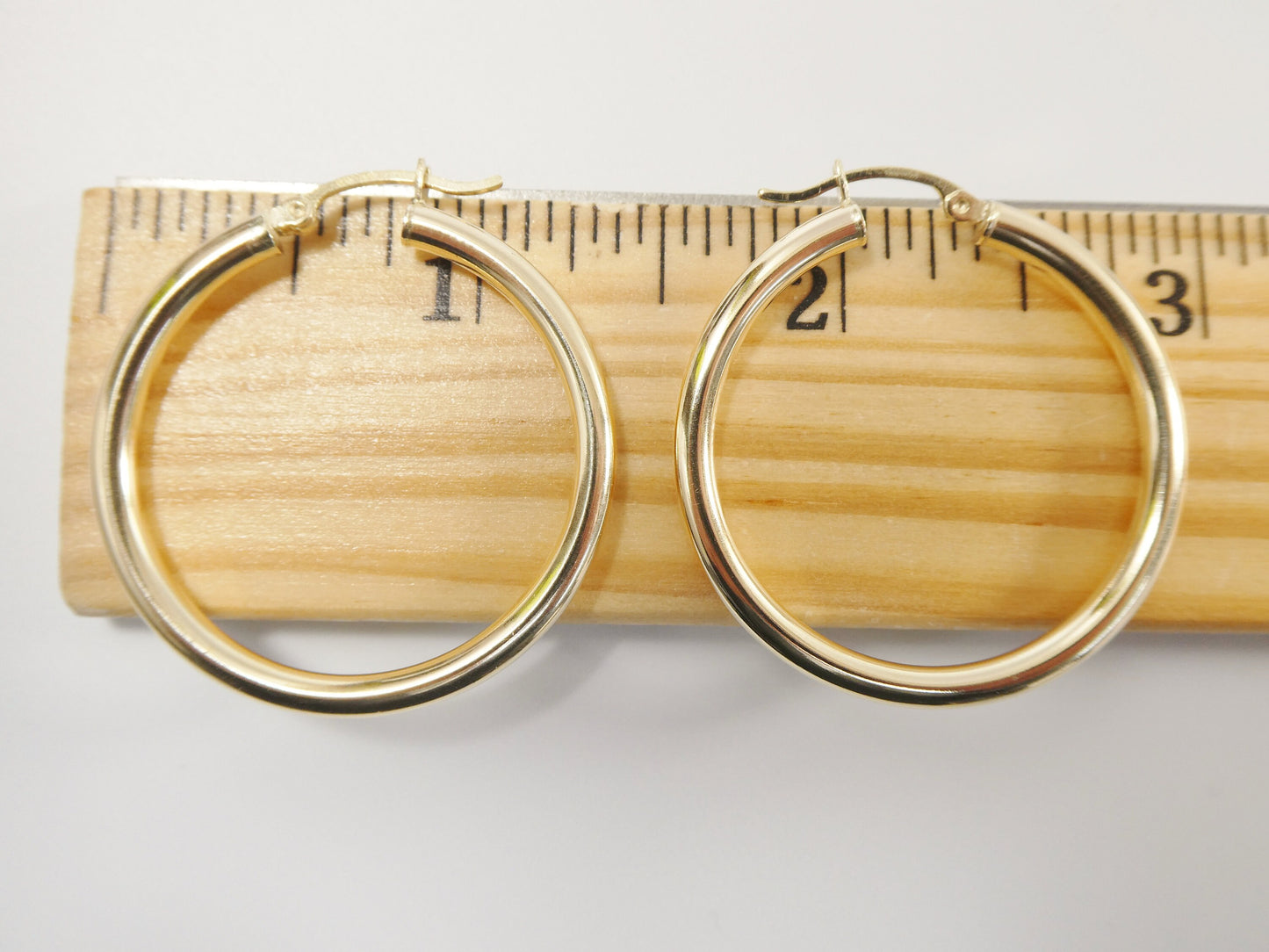 real 10k solid yellow gold plain high polish 35mm hoop huggie earrings