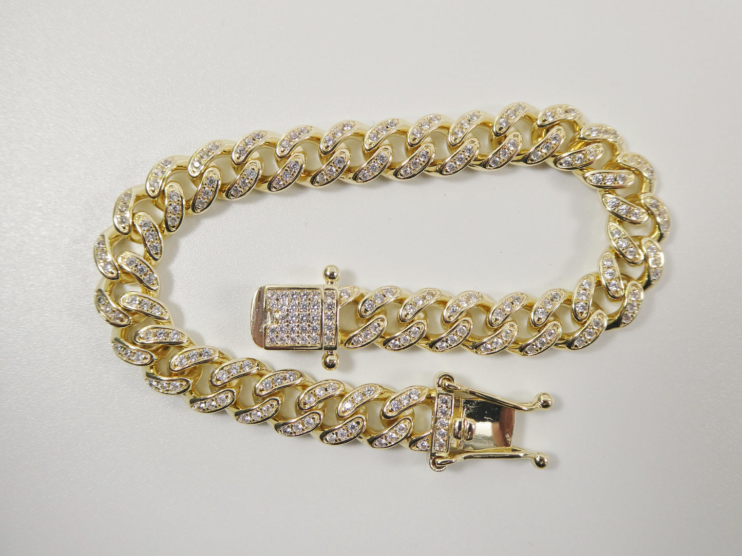 18k yellow gold filled 8mm full stone prong setting bracelet 7" 8" length