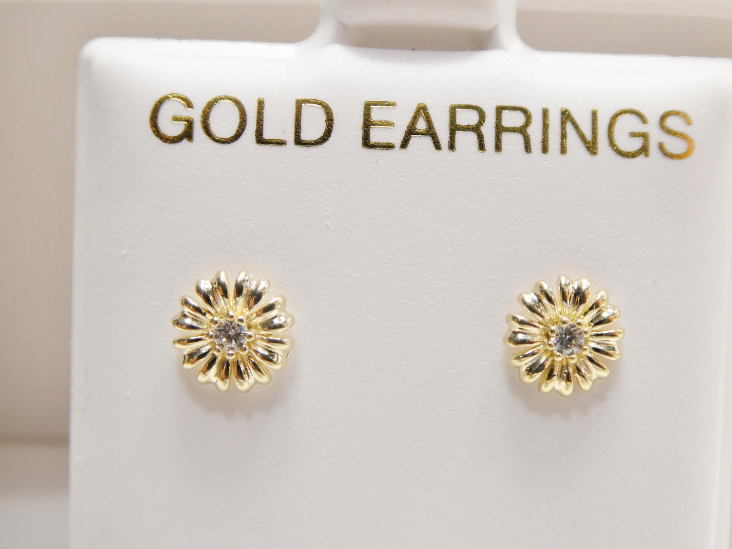 real 10k solid yellow gold floral push post earrings