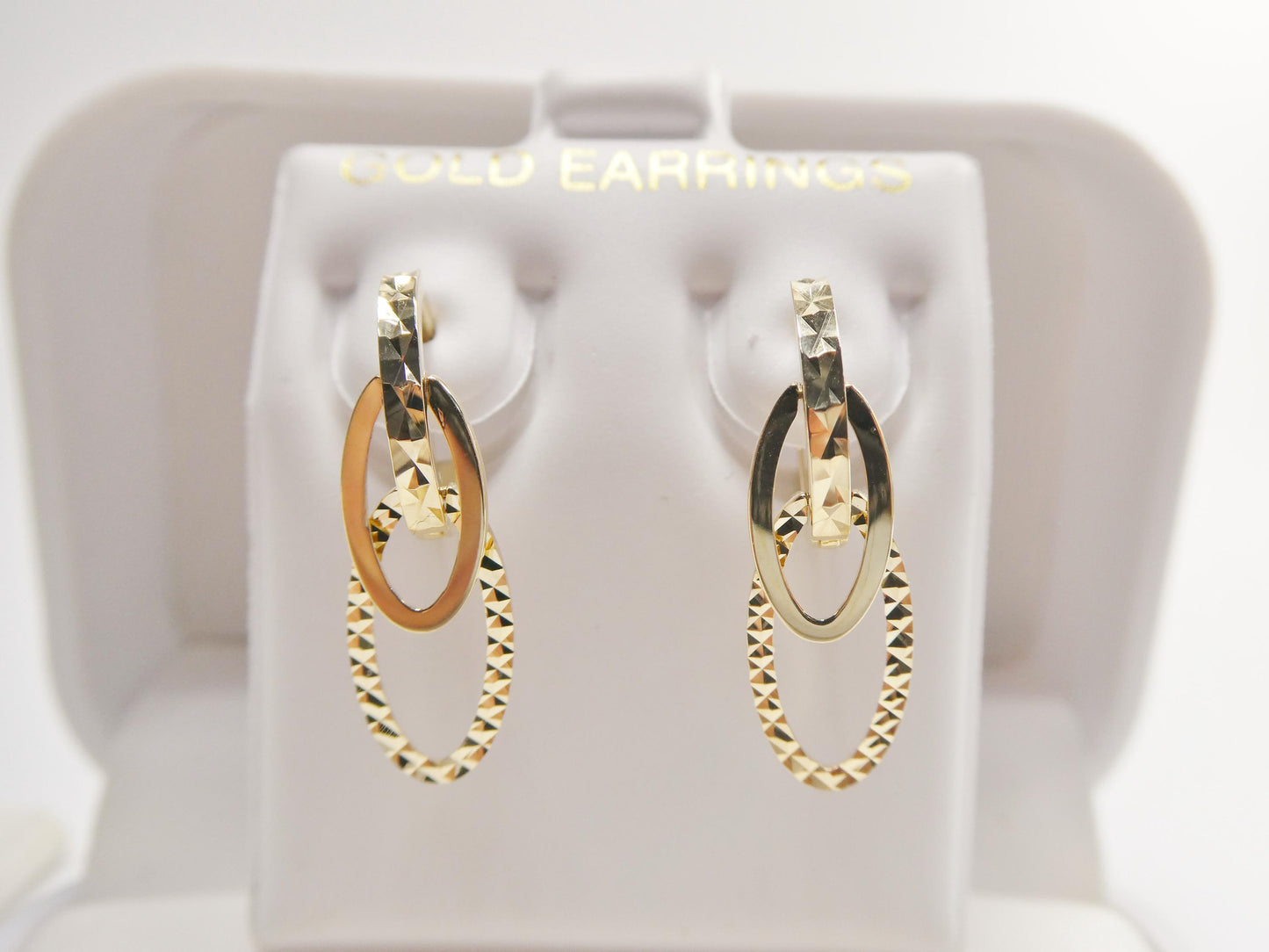 real 10k solid yellow gold designer hoop huggie earrings