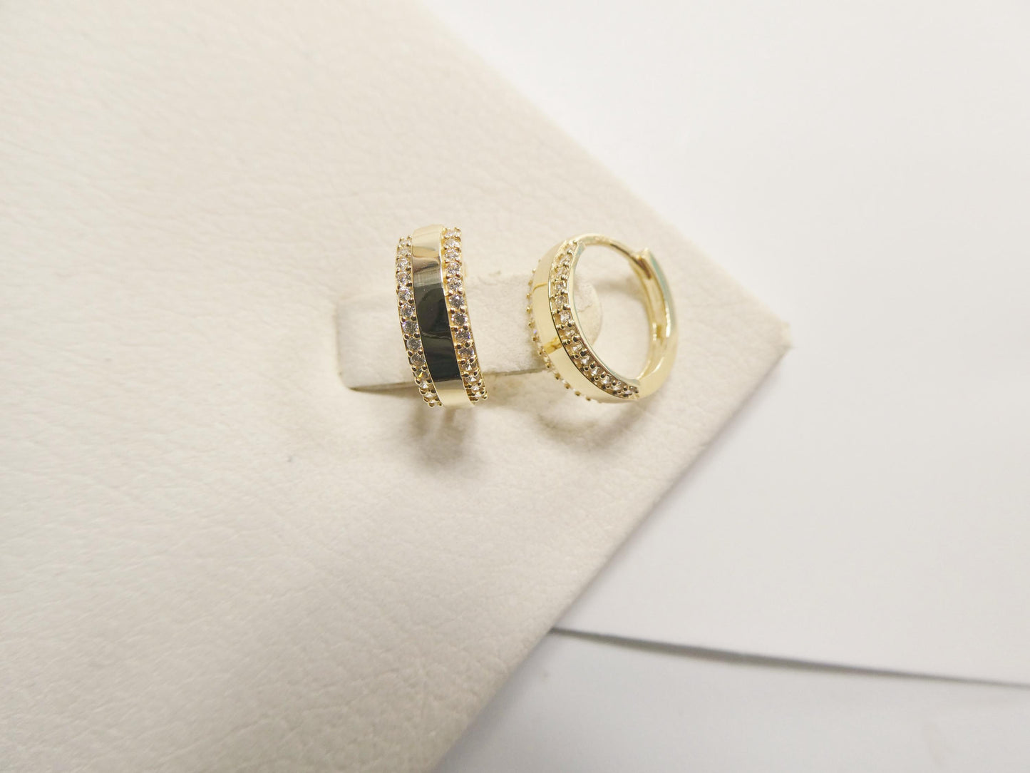 real 10k solid yellow gold designer hoop huggie earrings