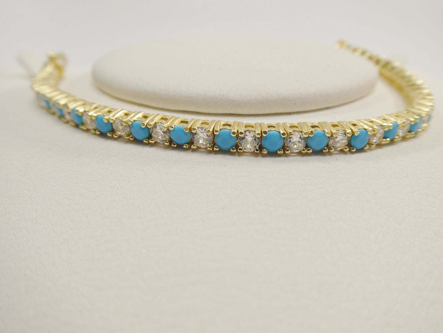 3mm 7 Inch turquois tennis bracelet real 925 sterling silver