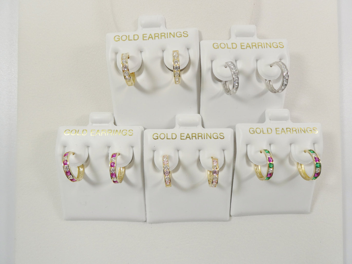 real 10k solid yellow gold 13mm prong setting huggie hoop earrings