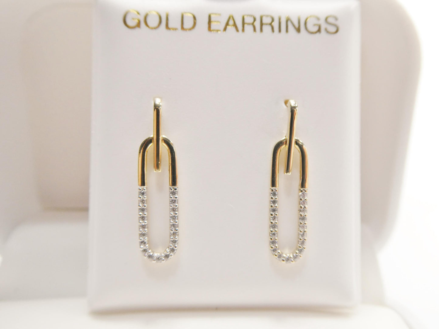 real 10k solid yellow gold design paperclip push post earrings