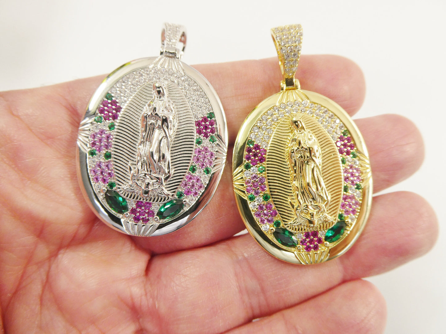 real 925 sterling silver large guadalupe virgin mary medallion pendent