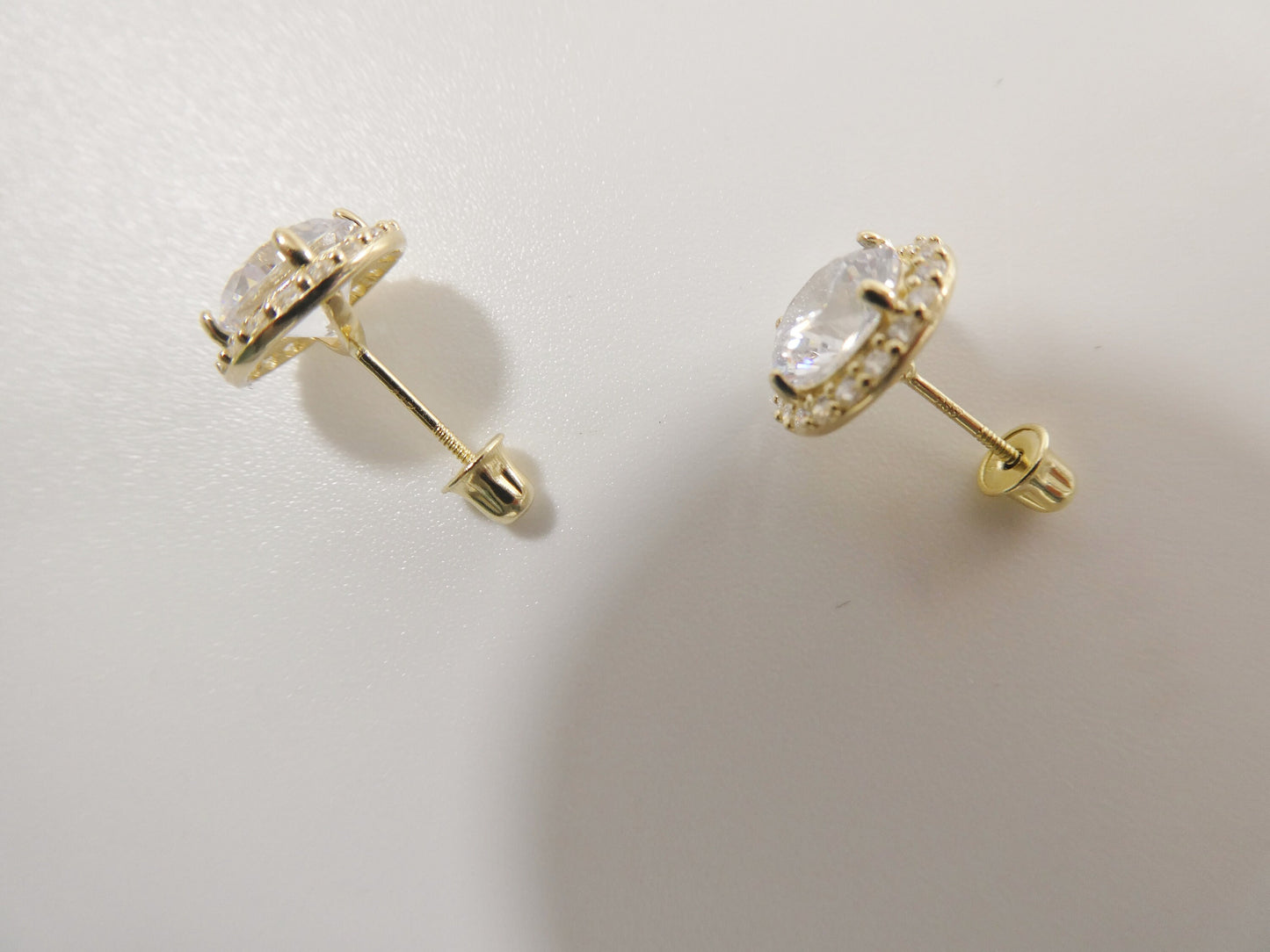 real 10k solid yellow gold screw post circle stud earrings