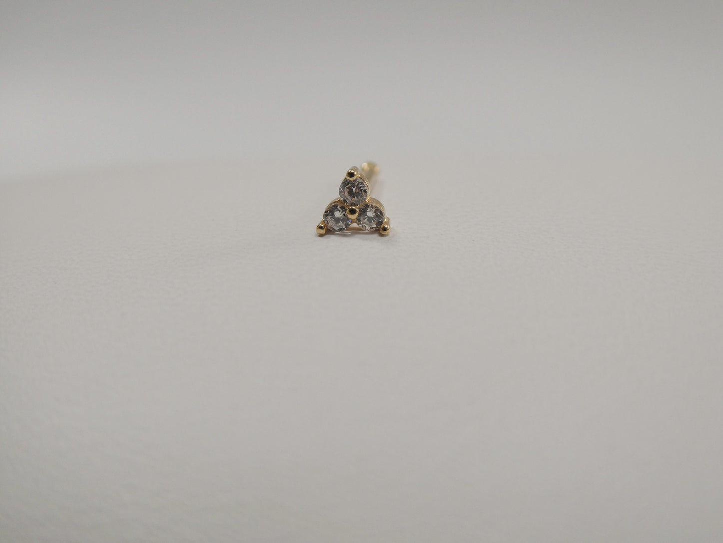 14k real solid yellow gold triangle stud nose ring